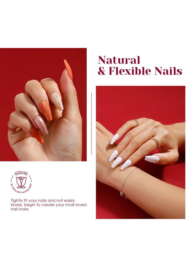 264Pcs Half Matte Medium Coffin Fake Nail Tipsrosalind Press On Nails Medium Coffin Full Cover False Nail Tips Diy Manicure Salon Artificial Extension Nails For Women(Onesided No File)