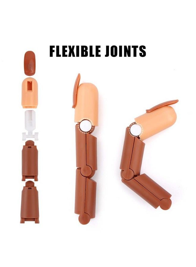 Practice Finger For Acrylic Nails A Adjustable Fake Mannequin Fingers With A Acrylic Finger Base And 100Pcs Brown Nail Tips Movable Flexible Training Fake Finger Nail To Practice Nail Art
