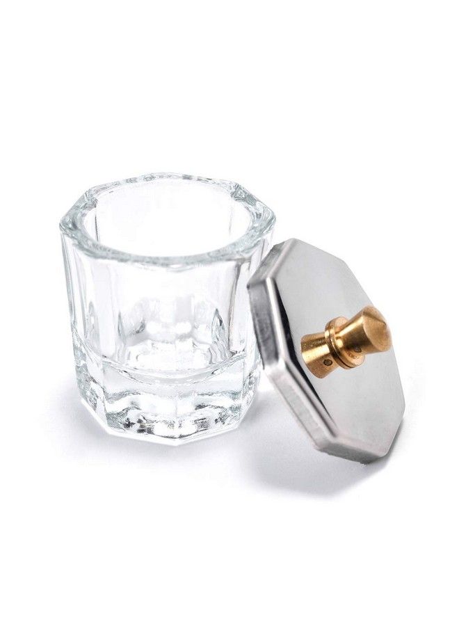 Glass Crystal Dappen Dish With Metal Lid Nail Art Acrylic Powder Nail Art Tools (Size2)