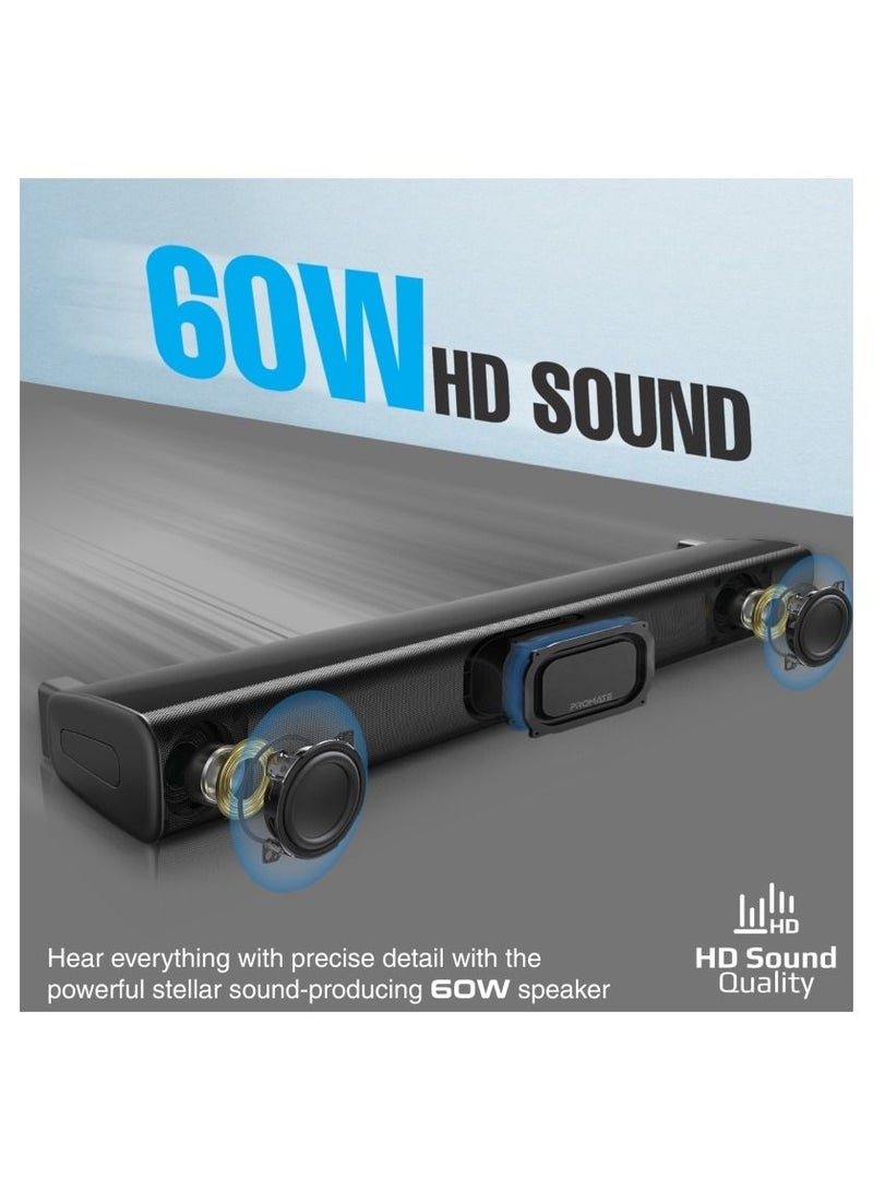 60W Soundbar with 28W Subwoofer, Multipoint Pairing and Remote Control, StreamBar-60