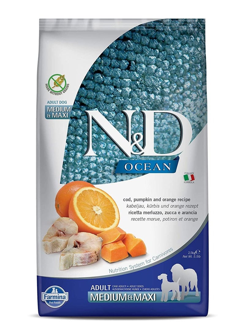 Ocean Cod, Pumpkin & Orange Medium & Maxi Adult Dog Food 2.5 kg