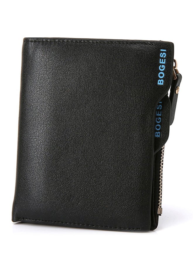 Leather Zipper Wallet Black