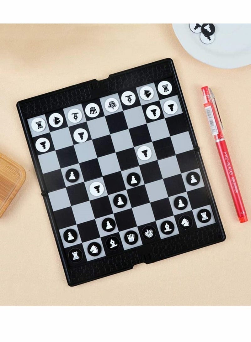 Chess Set, 7.9-Inch Mini Wallet Magnetic Travel Folding Board Game, Black and White Pieces Games, Educational Toys for Kids Adults, 1 Pcs