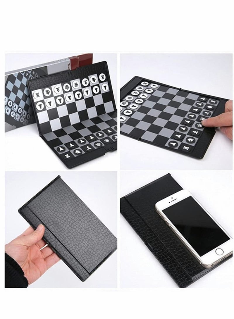 Chess Set, 7.9-Inch Mini Wallet Magnetic Travel Folding Board Game, Black and White Pieces Games, Educational Toys for Kids Adults, 1 Pcs