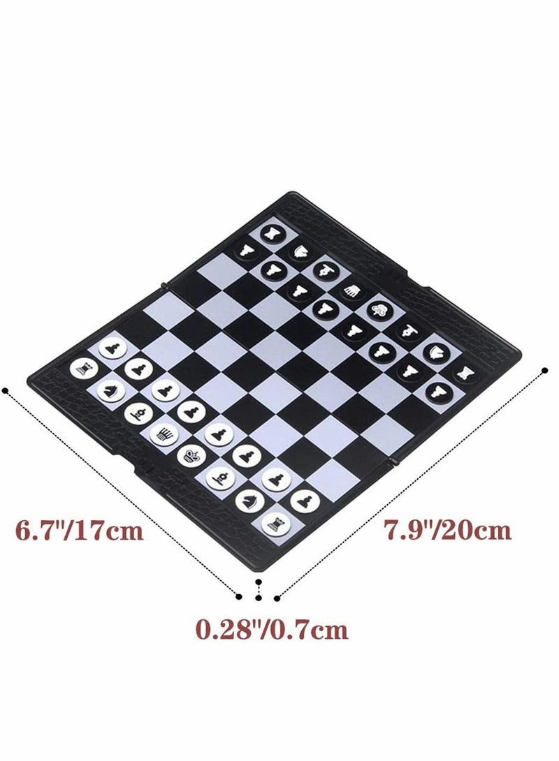 Chess Set, 7.9-Inch Mini Wallet Magnetic Travel Folding Board Game, Black and White Pieces Games, Educational Toys for Kids Adults, 1 Pcs