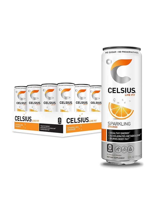Celsius Sparkling Orange Essential Energy Drink 12 Fl Oz 355mL (Pack of 12)