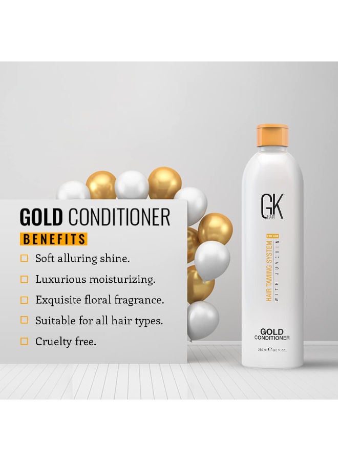 Gold Conditioner (8.5 Fl Oz/250ml) Hair Moisturizing Shine and Protection With Argan Oil, Shea Butter, Natural Oils All Hair Types