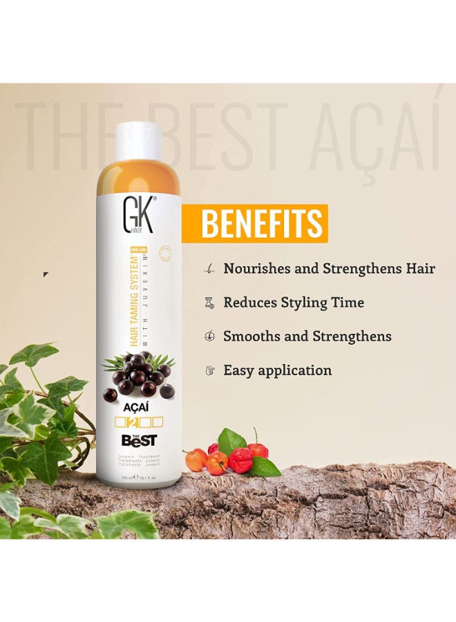 The Best ACAI (10.1 Fl Oz/300ml) Vegan Smoothing Keratin Hair Treatment Professional Brazilian Complex Blowout Straightening For Silky Smooth & Frizz Free Hair Formaldehyde Free