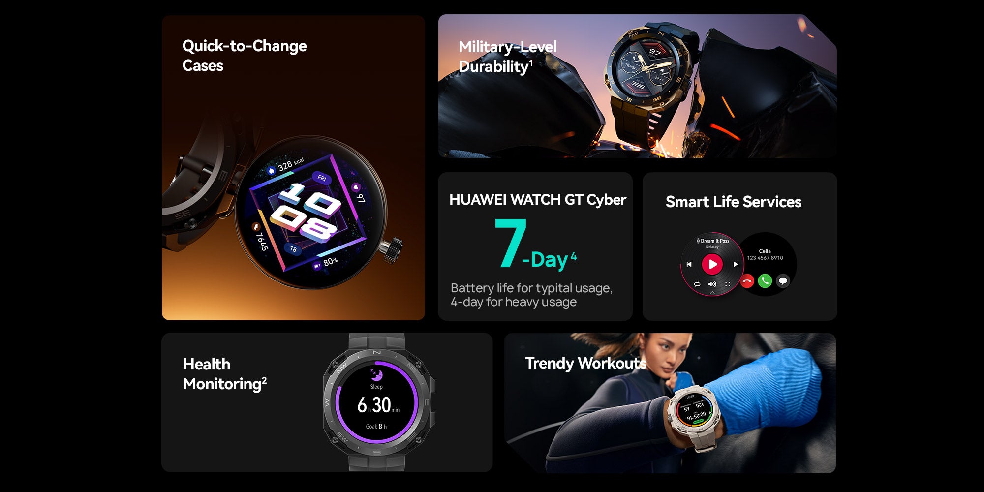 Watch Gt Cyber Case Quick-To-Change Military-Level Durability 316L Stainless Steel Dial With High-Performance Rubber Strap Sports Edition Midnight Black