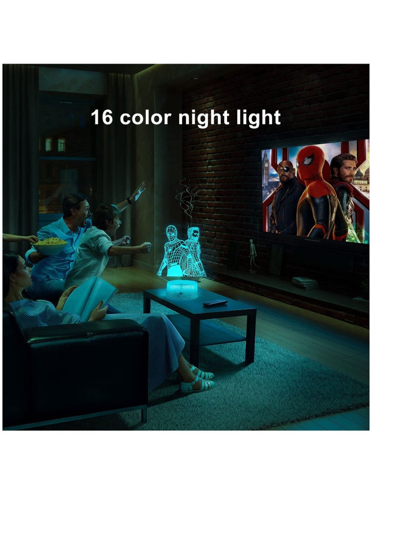 Spiderman Night Light Kid’s Room LED Decor Lamp with Remote control 16 Colors as Birthday Gifts or Present for 3 4 5 6 7 8 Boys Girls