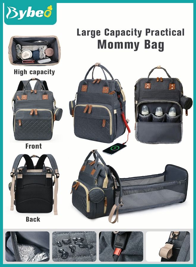 2024 New Style Baby Diaper Bag Backpack, Multifunction Diapers Changing Station for Boys Girls Outdoor and Travel, Infant Shower Gifts, Large Capacity USB Port