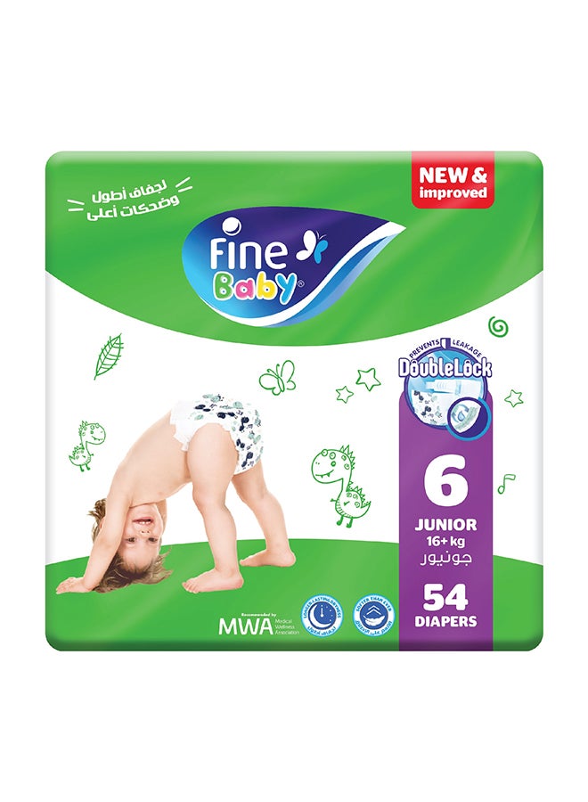 Diapers Size 6 (16+ Kg) Junior, 54 Count - With The New Double Lock Leak Barriers