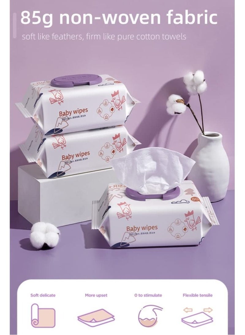Pure Water Wipes Plastic Free Baby Water Wipes Extra Thick and Large For Baby 80 sheets/Pack