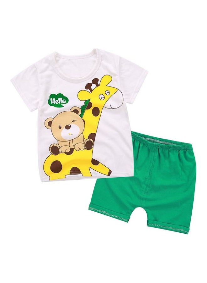 Baby Girls and Boys Cartoon Printing Top and Short Suit Multicolour