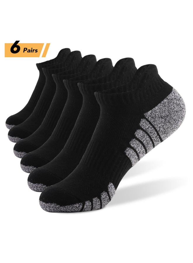 Set Of 6 Pair Of Athletic Anti-Skid Low-Cut Socks Black/Grey