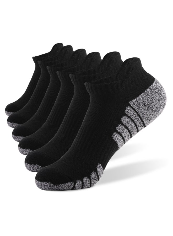 Set Of 6 Pair Of Athletic Anti-Skid Low-Cut Socks Black/Grey