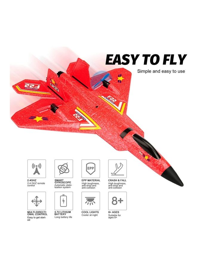 High Speed Remote Control Plane RTF F22 Raptor 2.4Ghz 6 Axis Gyro RC Airplane With Light Strip Jet Fighter Toy Gift