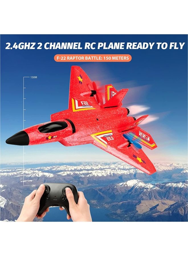 High Speed Remote Control Plane RTF F22 Raptor 2.4Ghz 6 Axis Gyro RC Airplane With Light Strip Jet Fighter Toy Gift