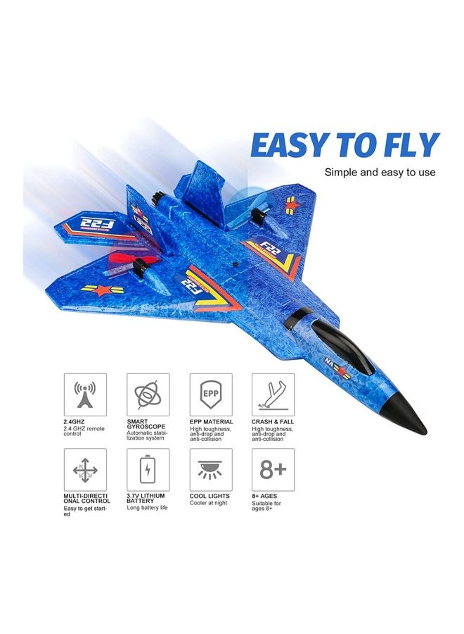 High Speed Remote Control Plane RTF F22 Raptor 2.4Ghz 6 Axis Gyro RC Airplane With Light Strip Jet Fighter Toy Gift