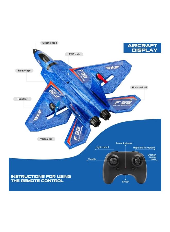 High Speed Remote Control Plane RTF F22 Raptor 2.4Ghz 6 Axis Gyro RC Airplane With Light Strip Jet Fighter Toy Gift