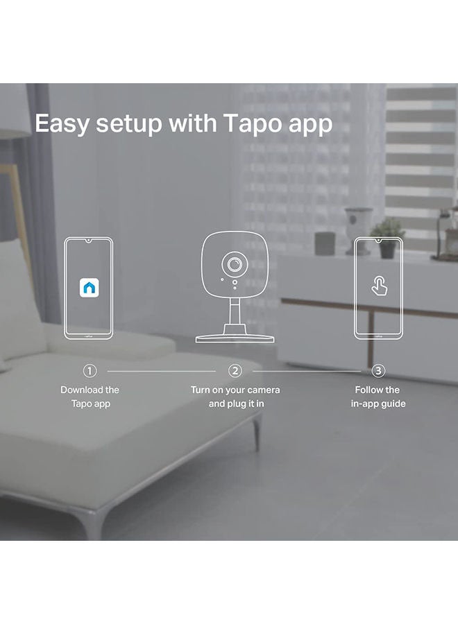 TP-Link Tapo C100 Indoor Home Security Wi-Fi Camera with Night Vision, 1080p High Definition - White