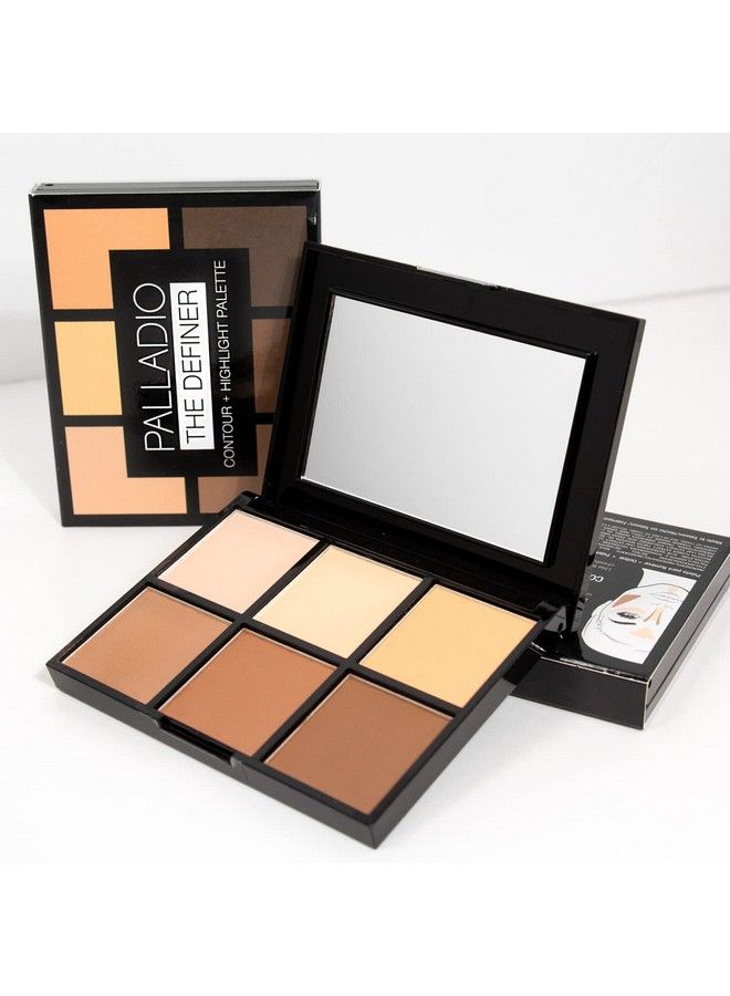 Definer Contour and Highlight Palette Perfect for Sculpting Facial Features Blendable Satin Finish Colors 6 shades for Contouring and Highlighting Compact Powder with Mirror