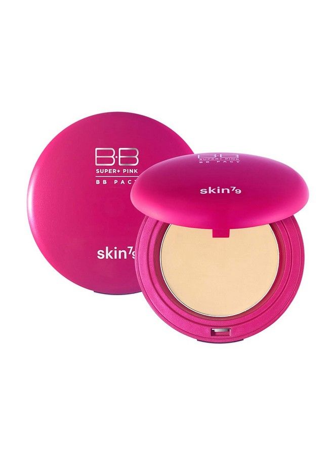 9] Super Plus Pink BB Pact 15g Sebum Control Silky Finish Sun Protection Powder Pact Light Beige Color