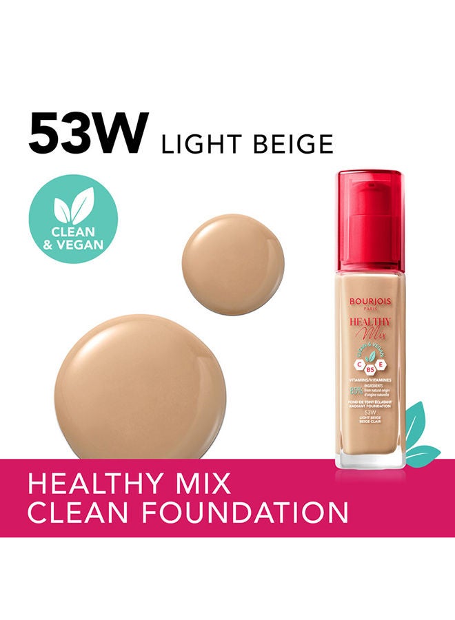 Healthy Mix Clean Foundation - 53W - Light Beige, 30ml Light Beige