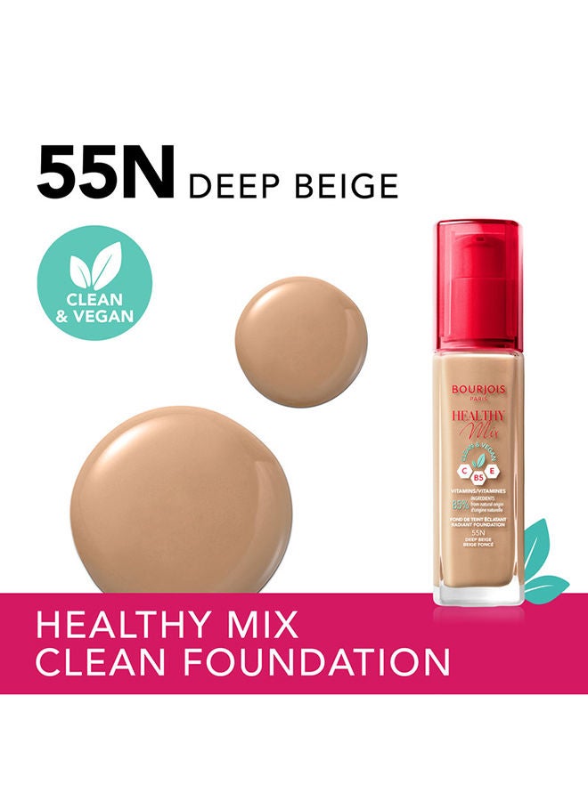 Healthy Mix Clean Foundation - 55N - Deep Beige, 30ml