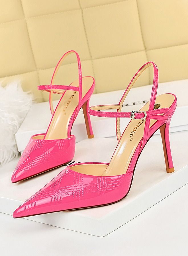 Pointed hollow high-heeled sandals 9.5CM Pink