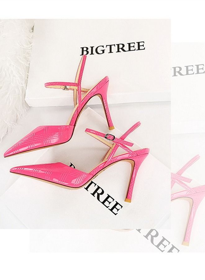 Pointed hollow high-heeled sandals 9.5CM Pink