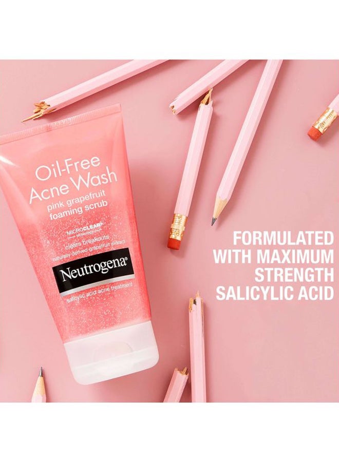 Oil Free Acne Wash Foaming Scrub Pink Grapefruit 4.2 Fl Oz 2Pc 124ml