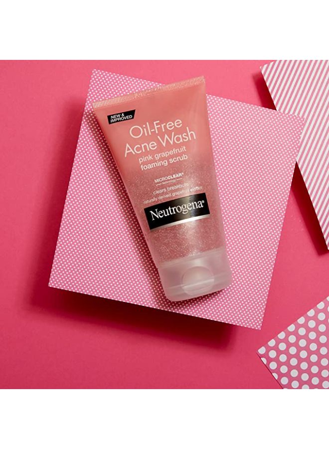 Oil Free Acne Wash Foaming Scrub Pink Grapefruit 4.2 Fl Oz 2Pc 124ml