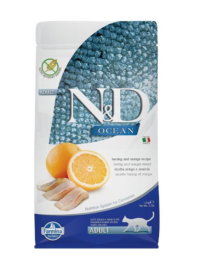 Ocean Herring and Orange Adult Cat Food 1.5 kg