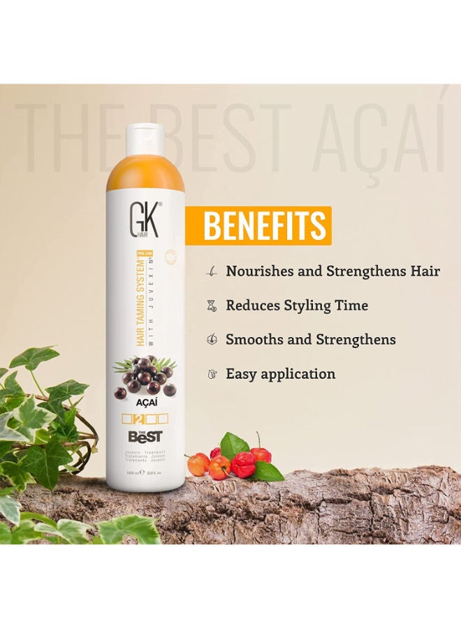 The Best ACAI (33.8 Fl Oz/1000ml) Smoothing Keratin Hair Treatment Professional Brazilian Complex Blowout Straightening For Silky Smooth Frizz Free Hair