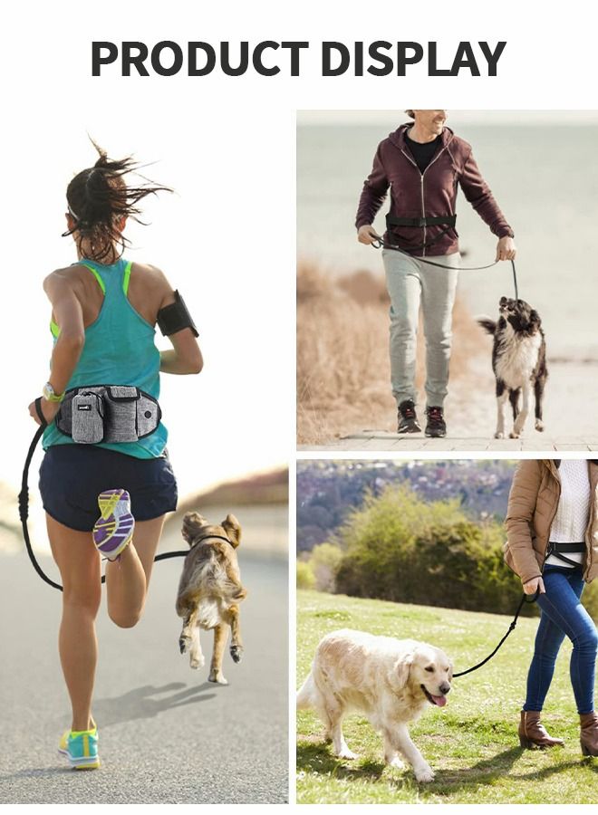 Hands Free Dog Leash, Waist Leash for Dog Walking, Running Leash for Dogs with Strong Shock Absorbing Bungee, Reflective Stitches, Hands Free Leash for Running Hiking Walking,Running Waistpack