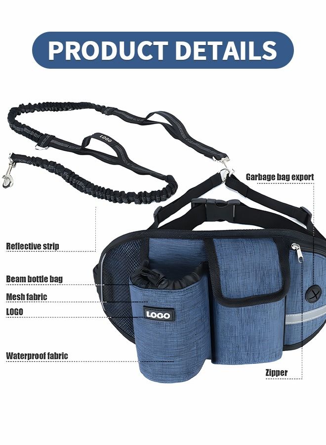 Hands Free Dog Leash, Waist Leash for Dog Walking, Running Leash for Dogs with Strong Shock Absorbing Bungee, Reflective Stitches, Hands Free Leash for Running Hiking Walking,Running Waistpack