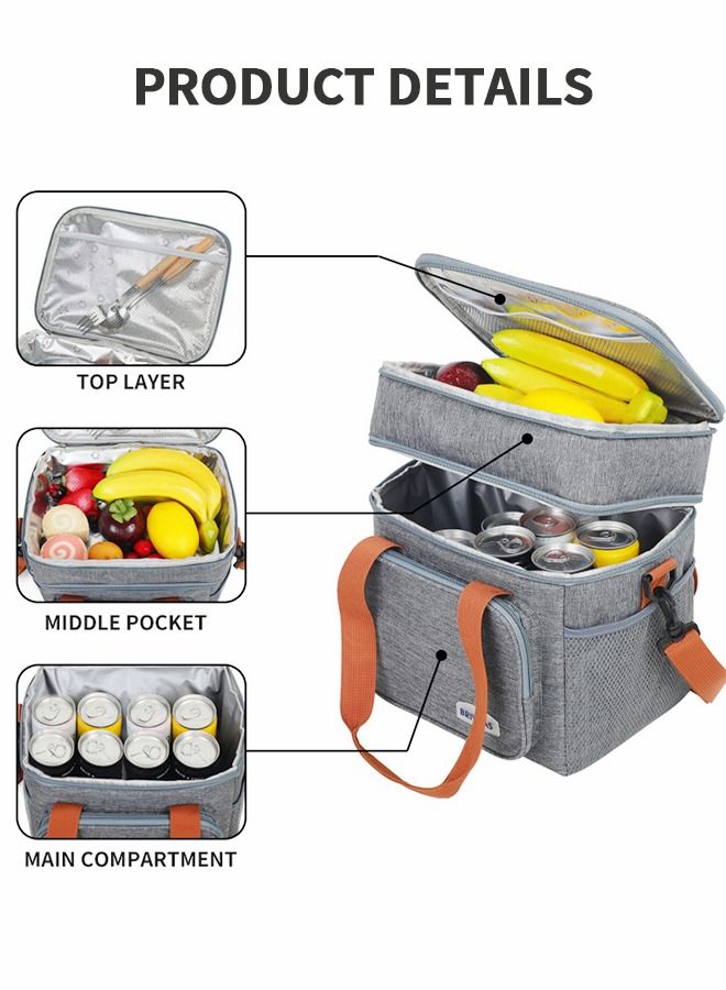 Portable Picnic Basket, Large Capacity Lunch Bag, Picnic Cooler Bag Insulated Picnic Basket, Picnic Cooler, Oxford Cloth Portable Outdoor Picnic Bag, Picnic Supplies, Camping Accessories