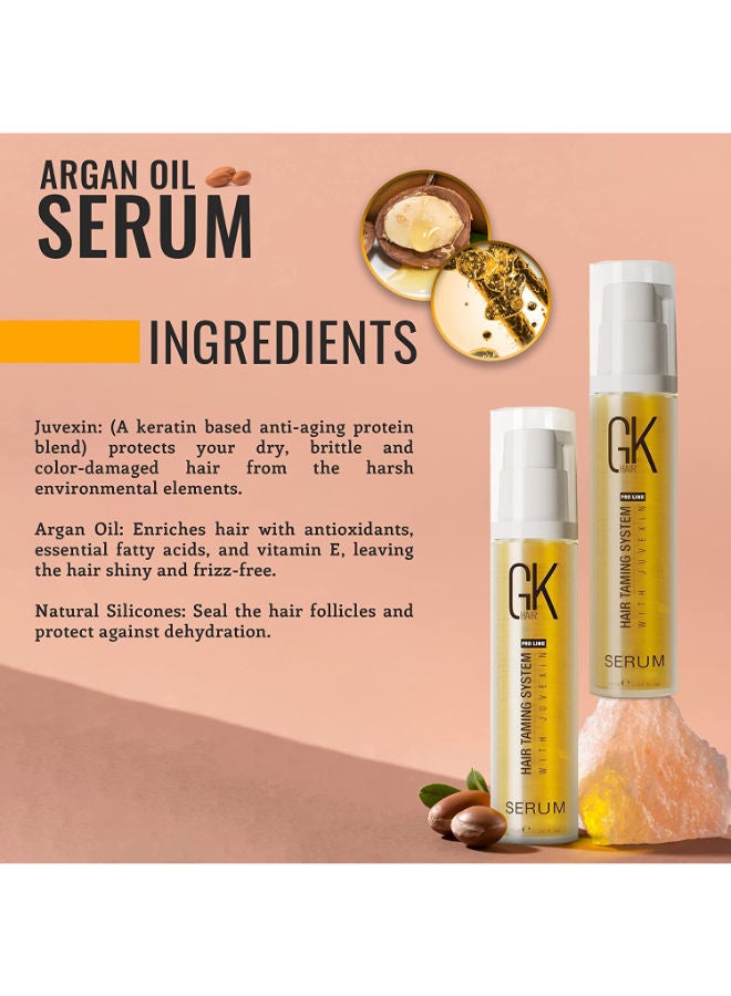 Argan Oil Anti Frizz Hair Mini Serum Pack of 2 (20ml) Styling Smoothing Strengthening Hydrating Nourishing Heat Protection Shine Control Dry Damage Hair Repair