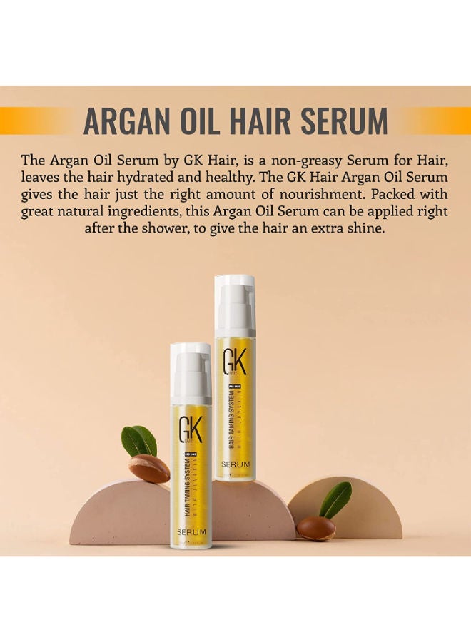 Argan Oil Anti Frizz Hair Mini Serum Pack of 2 (20ml) Styling Smoothing Strengthening Hydrating Nourishing Heat Protection Shine Control Dry Damage Hair Repair