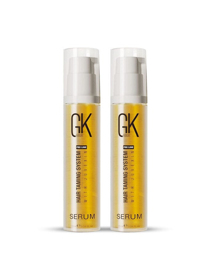 GK HAIR Global Keratin Organic Argan Oil Anti Frizz Hair Mini Serum Pack of 2 (10ml) Styling Smoothing Strengthening Hydrating Nourishing Heat Protection Shine Control Dry Damage Hair Repair