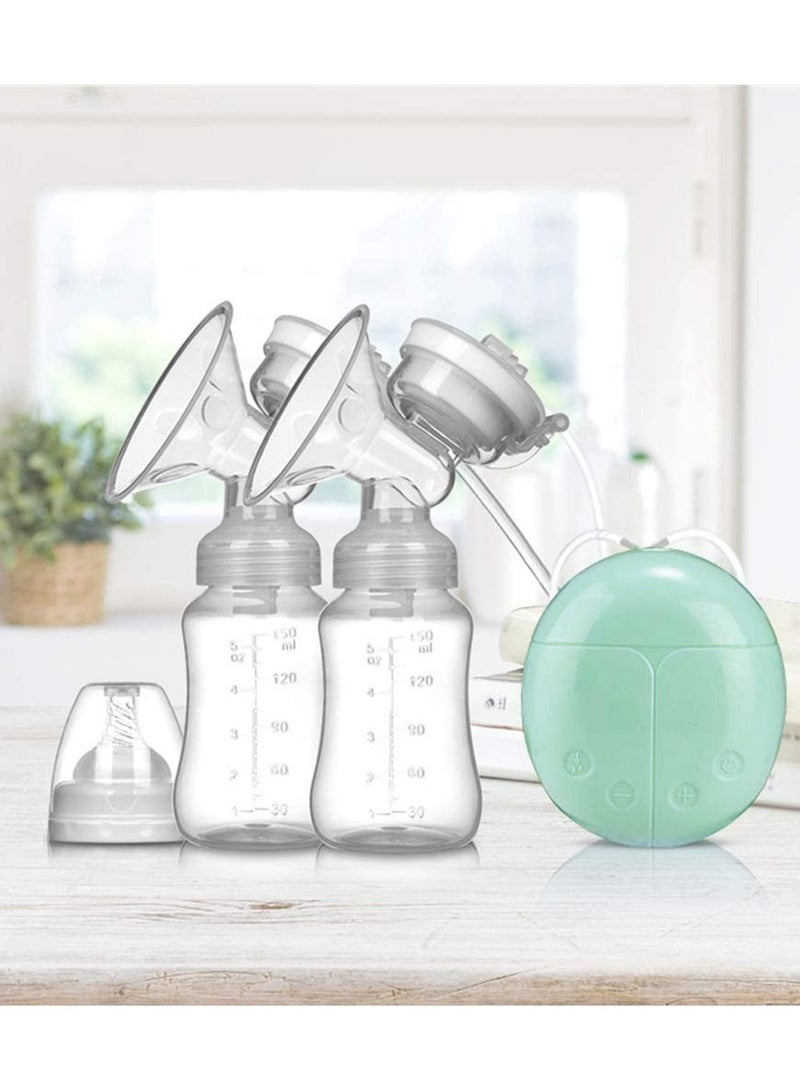 Electric Double Breast Pumps, Hand-Free & Rechargeable Portable Breast Pump, Safe Milk Storage, Pain Free, Strong Suction (Blue)