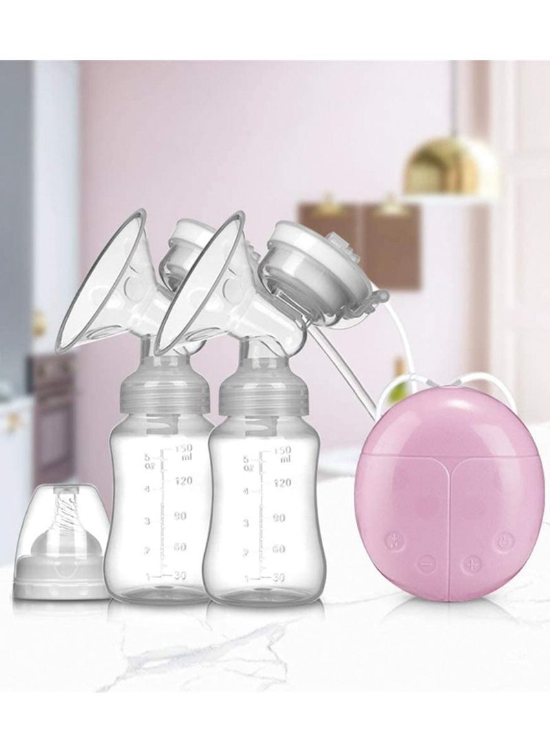 Electric Double Breast Pumps, Hand-Free & Rechargeable Portable Breast Pump, Safe Milk Storage, Pain Free, Strong Suction (Pink)