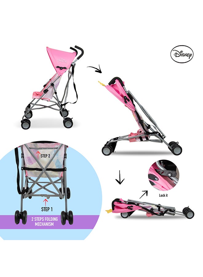 Princess 3D Crown Lightweight Buggy Stroller | 3 - 36 Months, Rear Breaks, Shoulder Strap