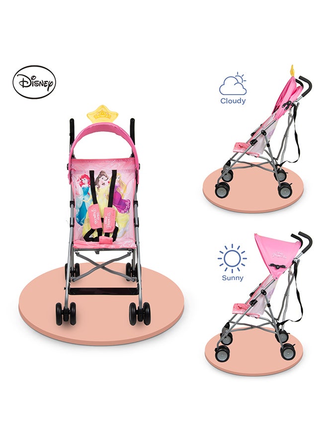 Princess 3D Crown Lightweight Buggy Stroller | 3 - 36 Months, Rear Breaks, Shoulder Strap