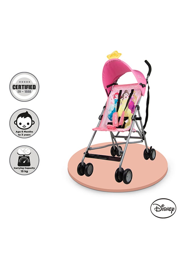 Princess 3D Crown Lightweight Buggy Stroller | 3 - 36 Months, Rear Breaks, Shoulder Strap