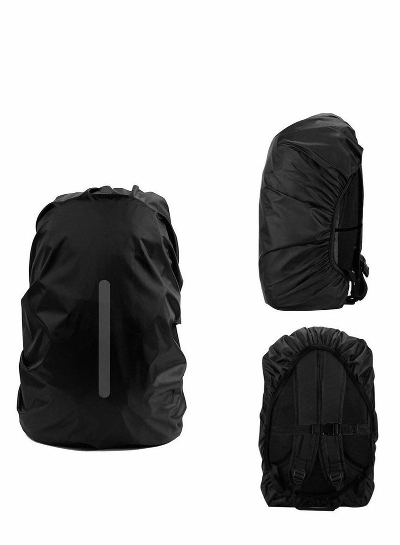2 Pcs Waterproof Rain Cover for Backpack, Reflective Rainproof Protector,High Visibility Rucksack Dustproof for Hiking Camping Bycling Traveling Outdoor Activities XL Black (56L-70L)
