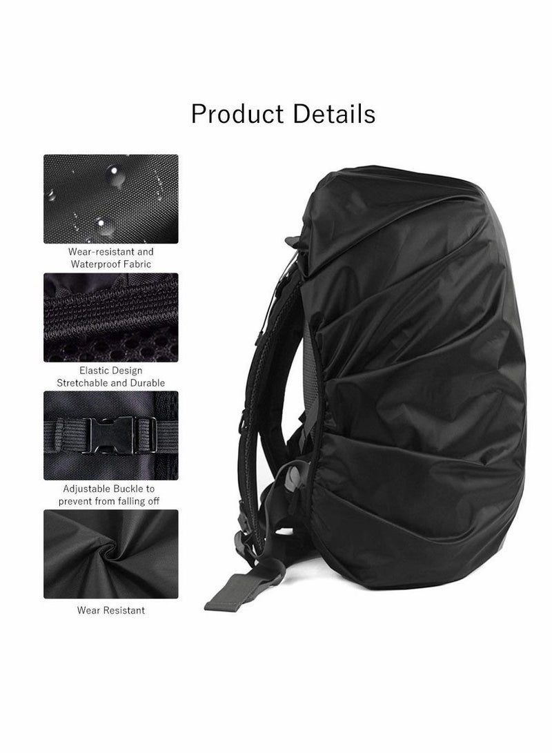 2 Pcs Waterproof Rain Cover for Backpack, Reflective Rainproof Protector,High Visibility Rucksack Dustproof for Hiking Camping Bycling Traveling Outdoor Activities XL Black (56L-70L)