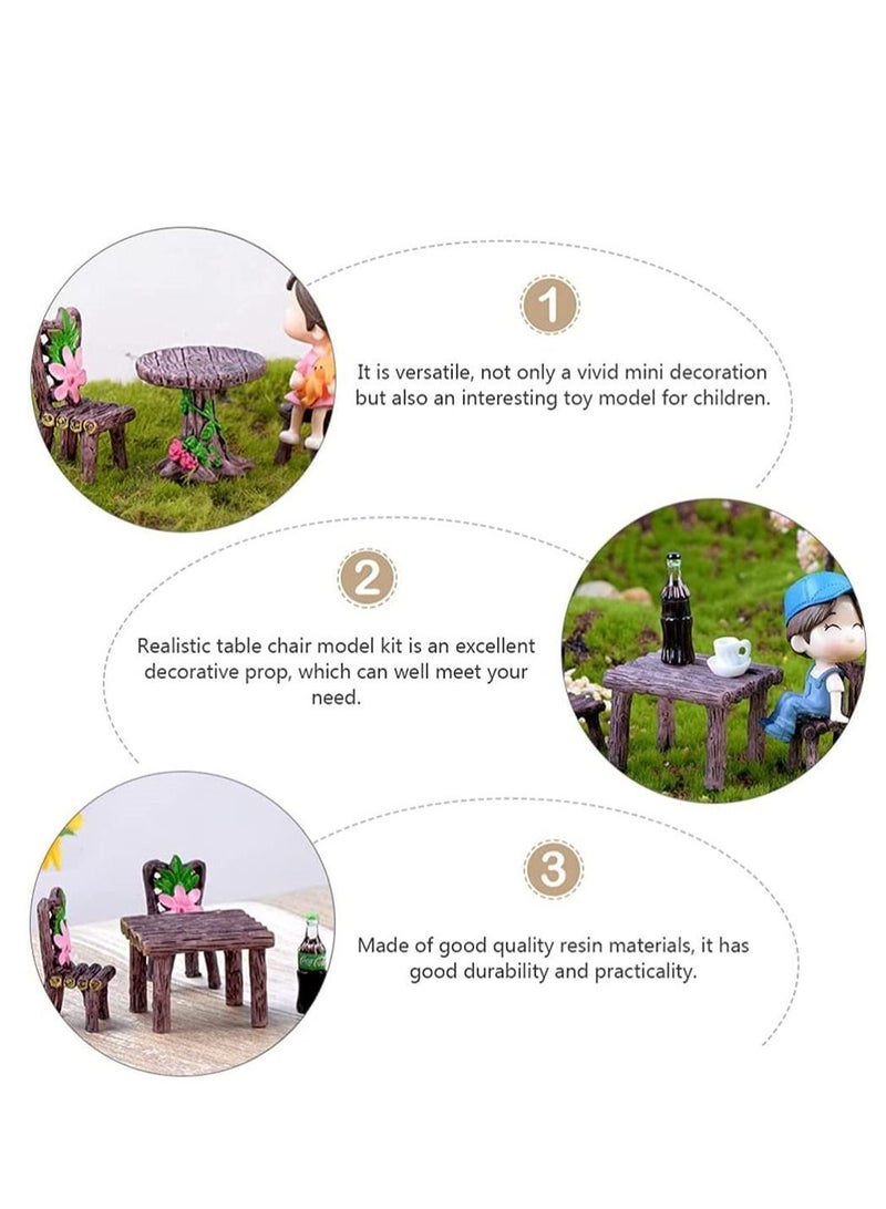 Micro Furniture Ornaments, 11Pcs Fairy Garden Ornaments Miniature Table and Chairs Set Village for Dollhouse Accessories Home Landscape Decoration