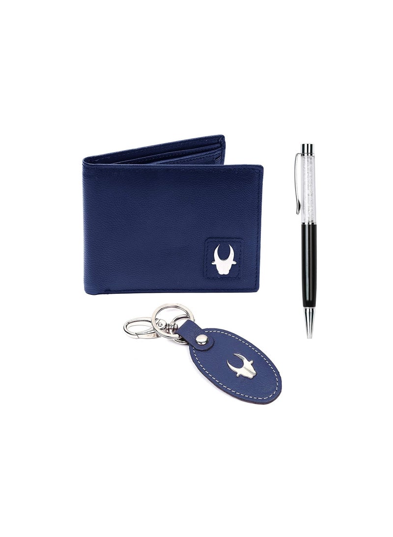 Leather Wallet Keychain And Pen Combo For Men Gift Hamper